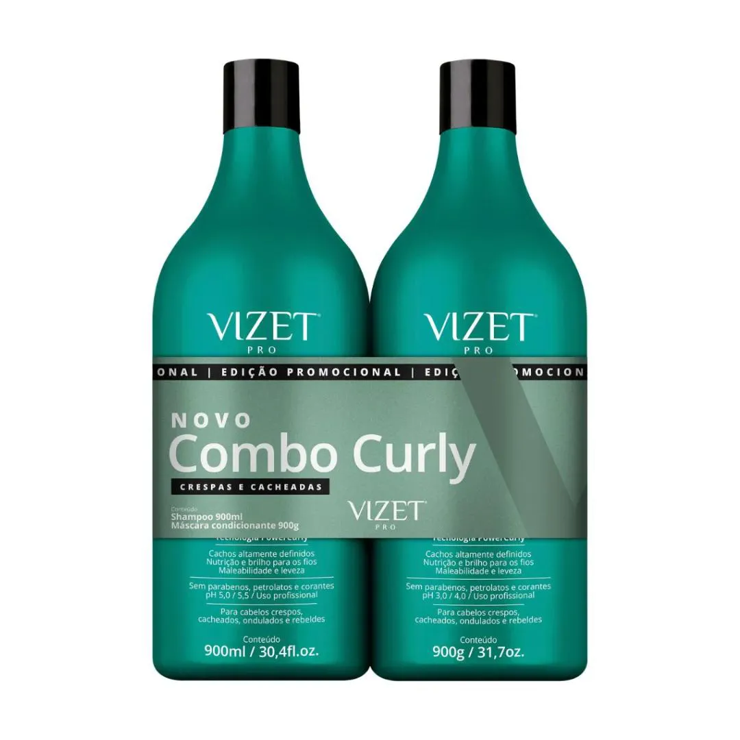 KIT VIZET CURLY CRESPAS CACHEADAS SHAMPOO MáSCARA 900ML+900G