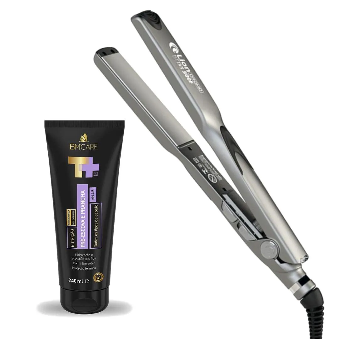 PRANCHA PARA CABELO LION CROMO TITTAN 500F + PROT TéRMICO