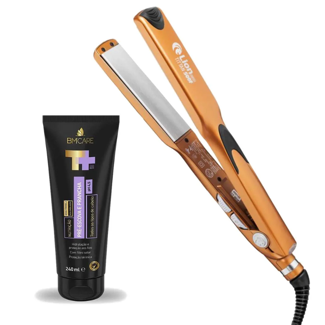 PRANCHA PARA CABELO LION TITTAN 500F COBRE + PROT TéRMICO