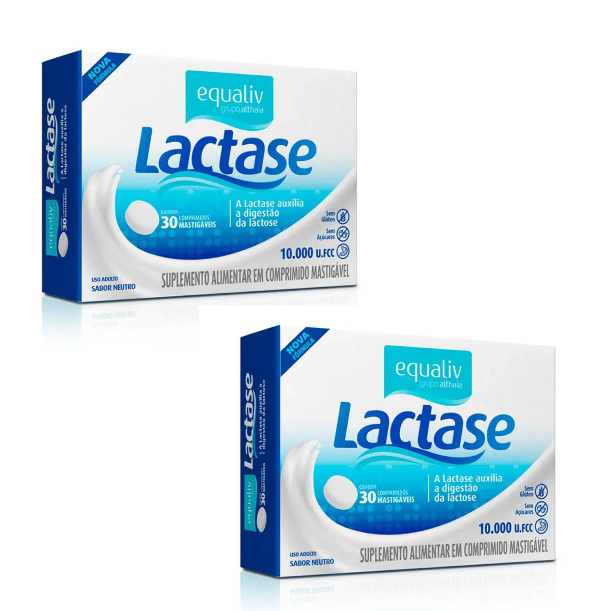 KIT C2 LACTASE 10.000 30 COMPRIMIDOS MASTIGáVEIS - EQUALIV