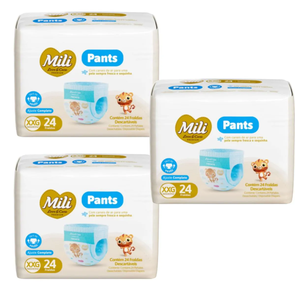 KIT C3 FRALDA PANTS PREMIUM XXG C24 - MILI LOVE'CARE
