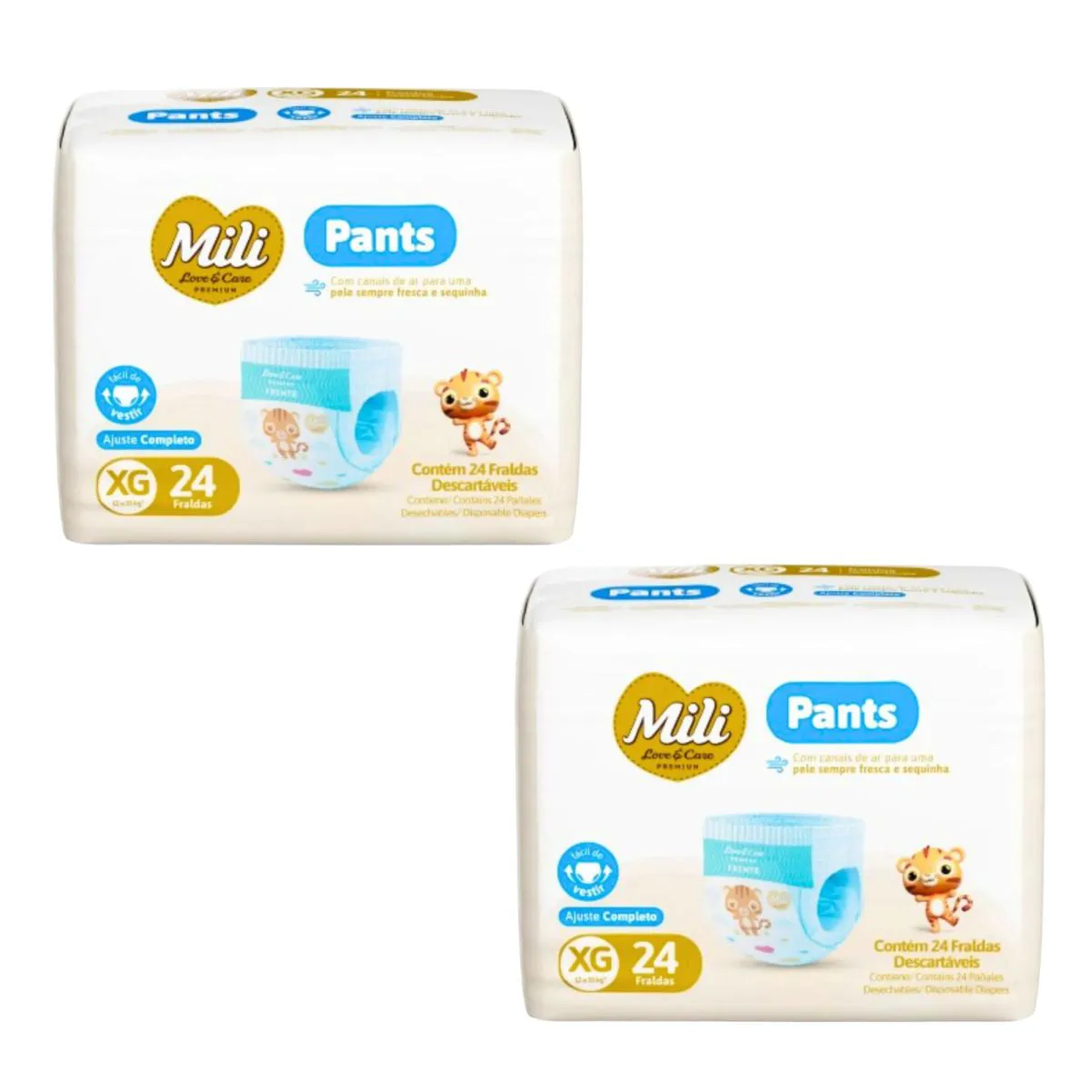 KIT C2 FRALDA PANTS LOVE&AMP;CARE PREMIUM XG C24 - MILI