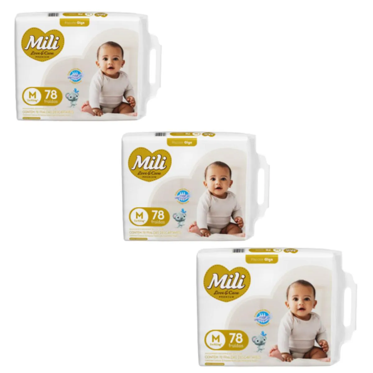 KIT C3 FRALDA LOVE &AMP; CARE PREMIUM M C78 - MILI