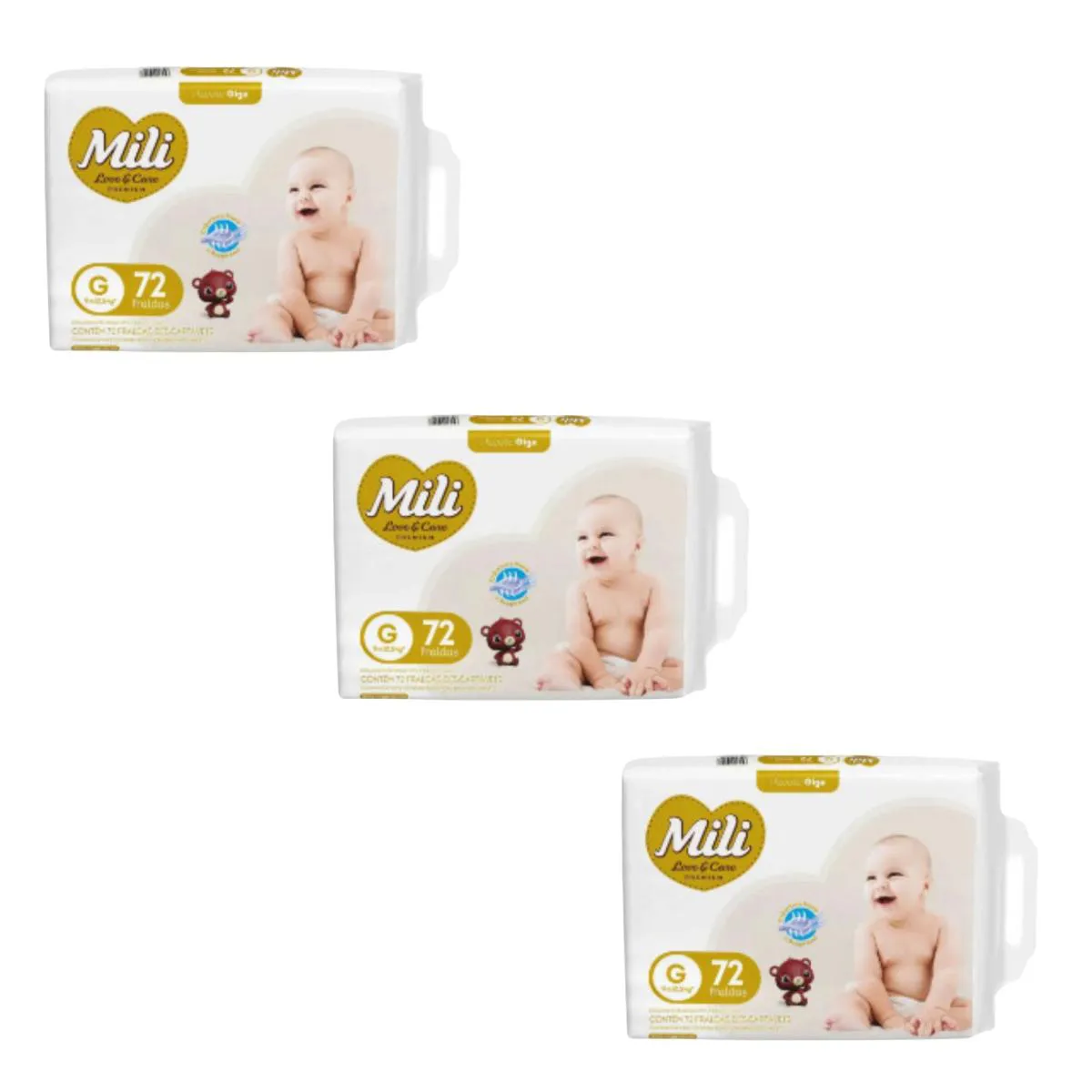 KIT C3 FRALDA GIGA LOVE &AMP; CARE PREMIUM G C72 - MILI