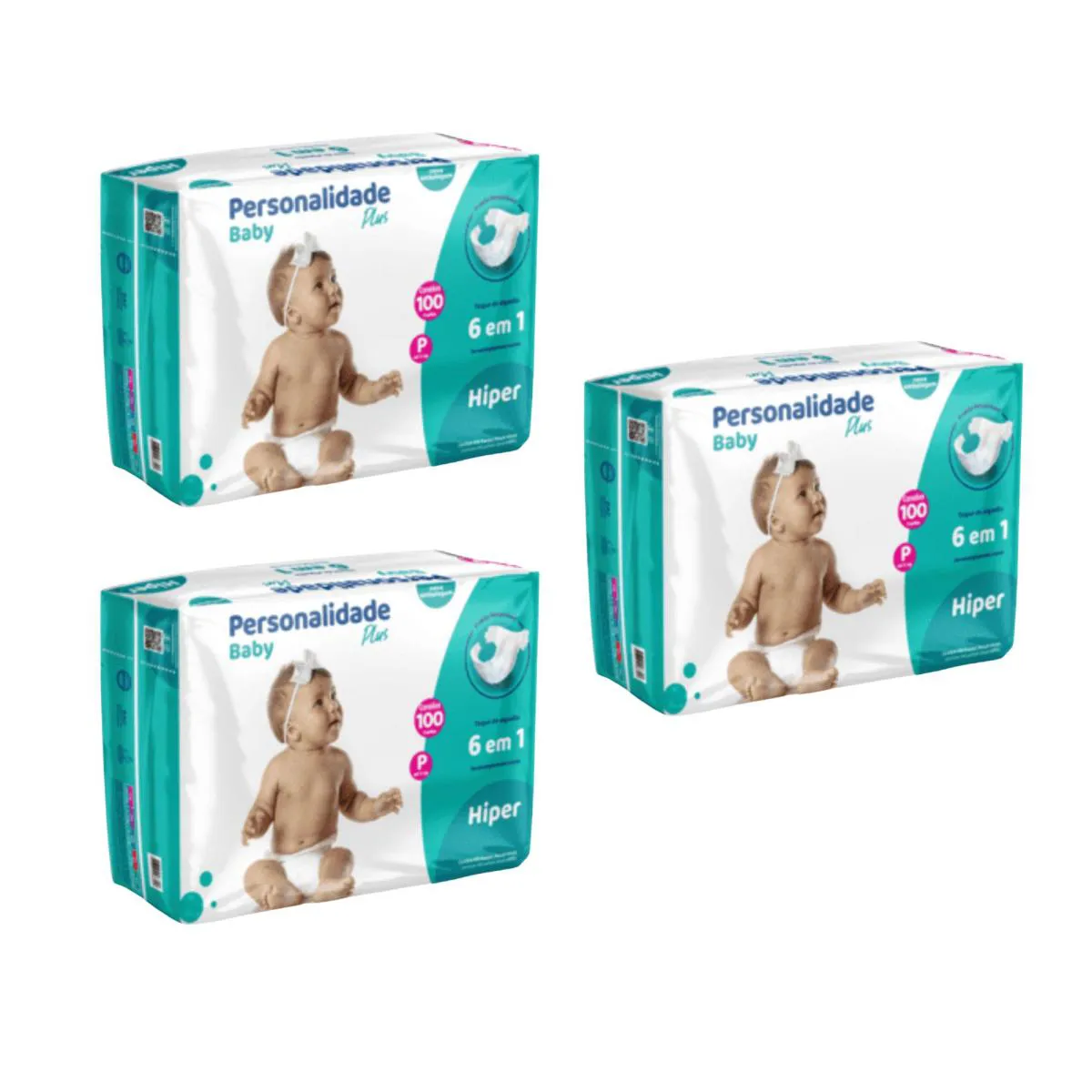 KIT C3 FRALDA INFANTIL BABY PLUS P C100 - PERSONALIDADE