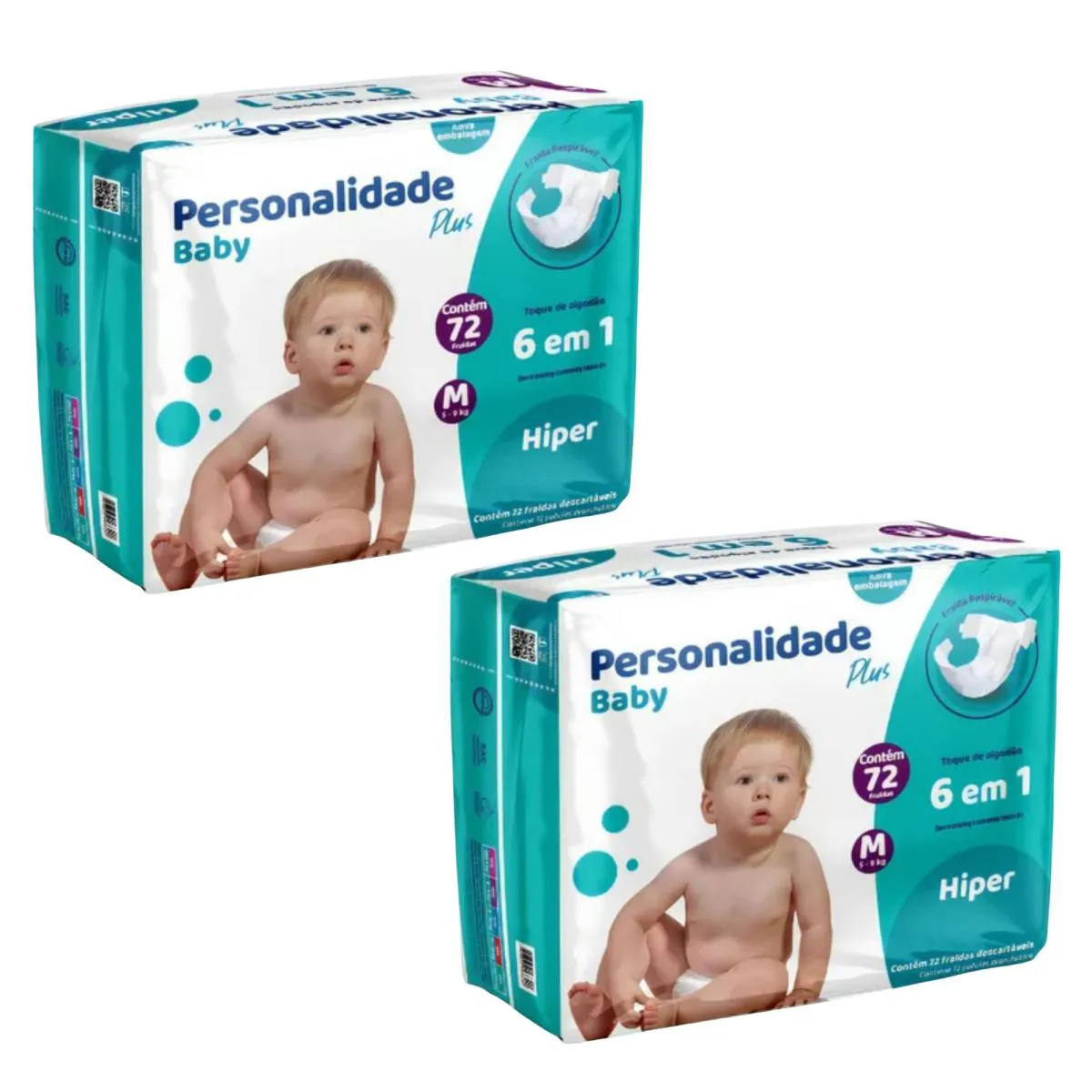 KIT C2 FRALDA INFANTIL BABY PLUS M C72 - PERSONALIDADE
