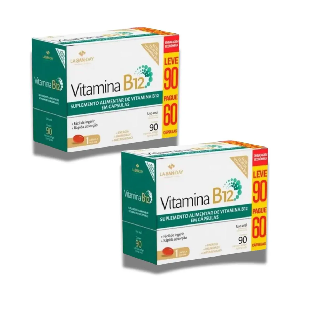 KIT C2 VITAMINA B12 CáPSULAS P/METABOLISMO C90 - LA SAN DAY