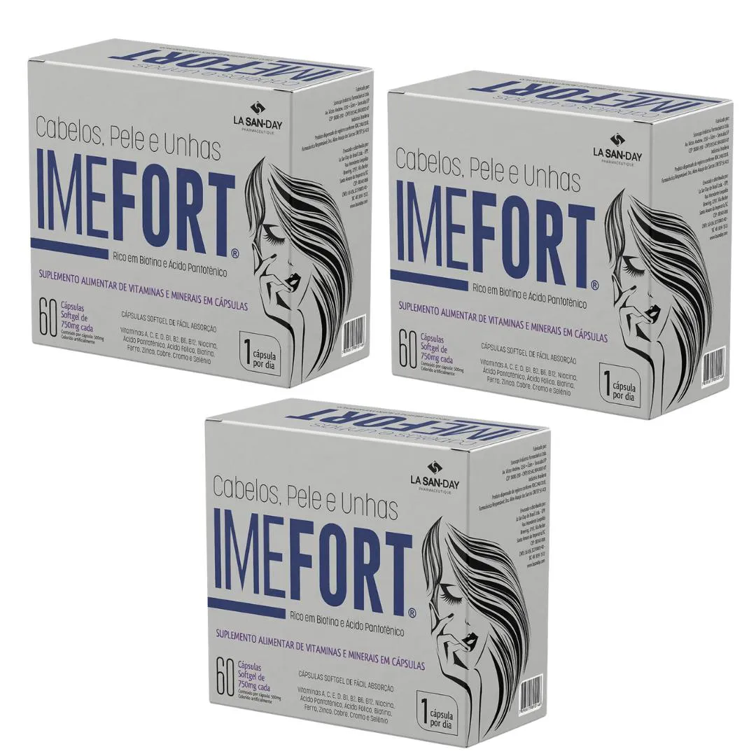 KIT C3 VITAMINA IMEFORT CABELOS UNHAS C60 CAPS - LA SAN DAY
