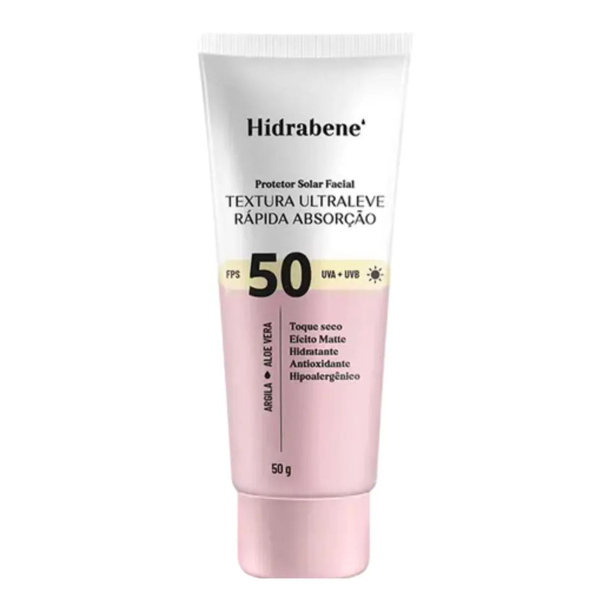 PROTETOR SOLAR FACIAL FPS 50 TOQUE SECO ARGILA - HIDRABENE
