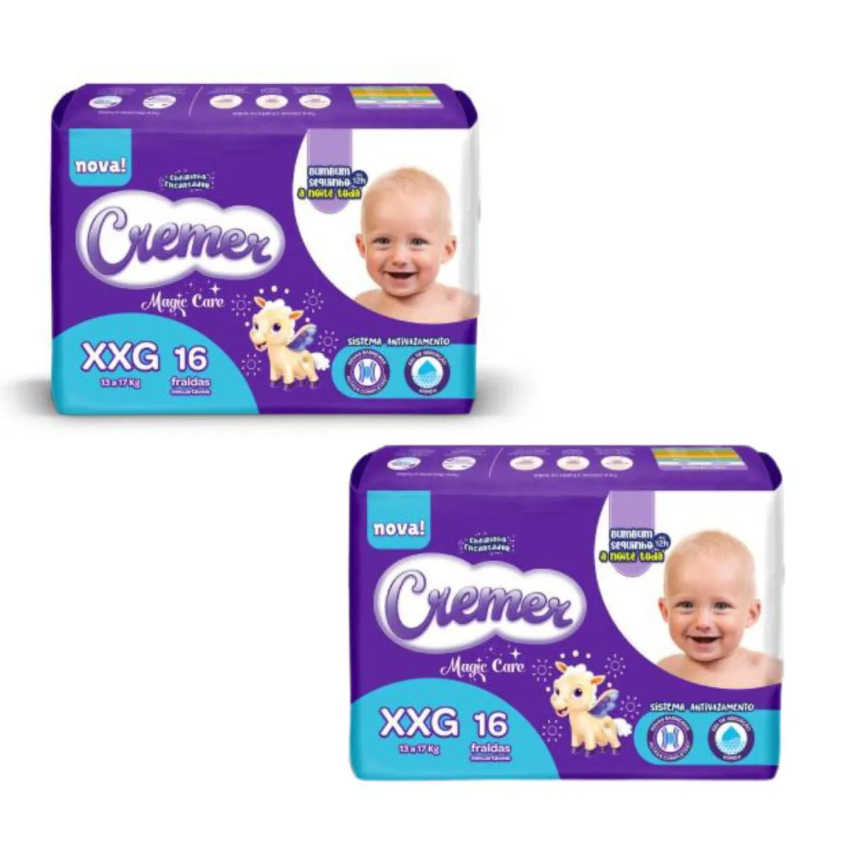 KIT C2 FRALDA MAGIC CARE DISNEY XXG COM 16 UNIDADES - CREMER