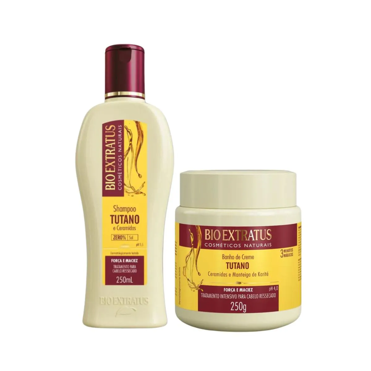 KIT SHAMPOO E MáSCARA TUTANO FORçA E MACIEZ - BIO EXTRATUS