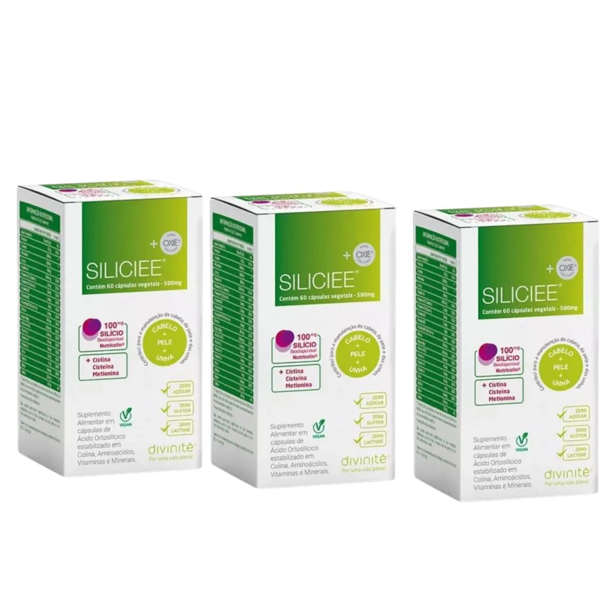 KIT C3 SUPLEMENTO CABELOS, UNHAS E PELE SILICIEE C60 - DIVINITé