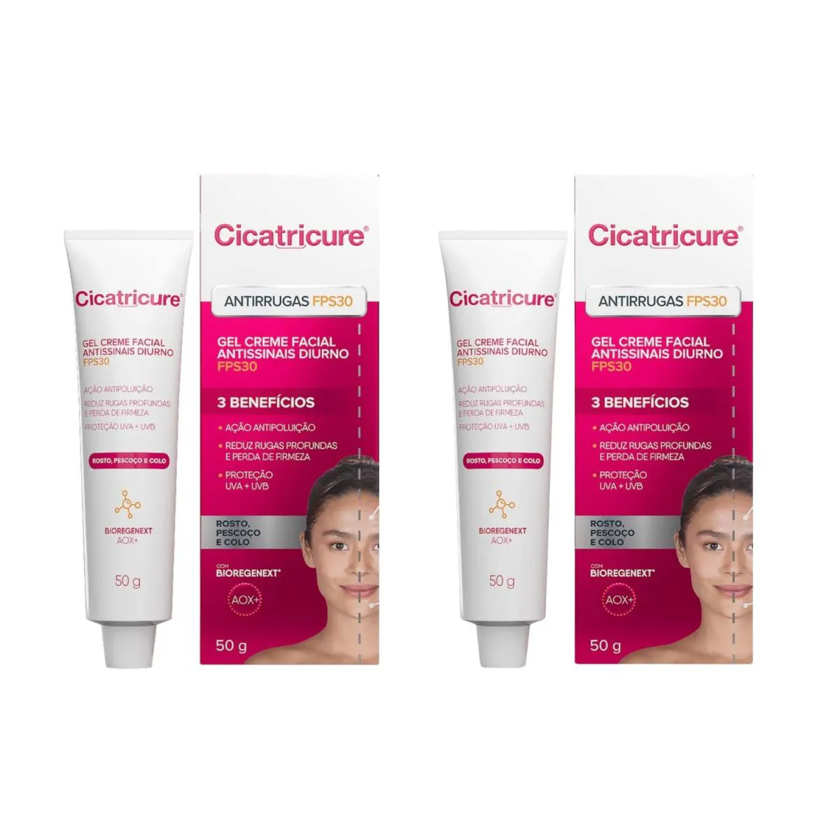KIT C2 GEL CUIDADOS COM O ROSTO ANTI-IDADE FPS30 50G - CICATRICURE