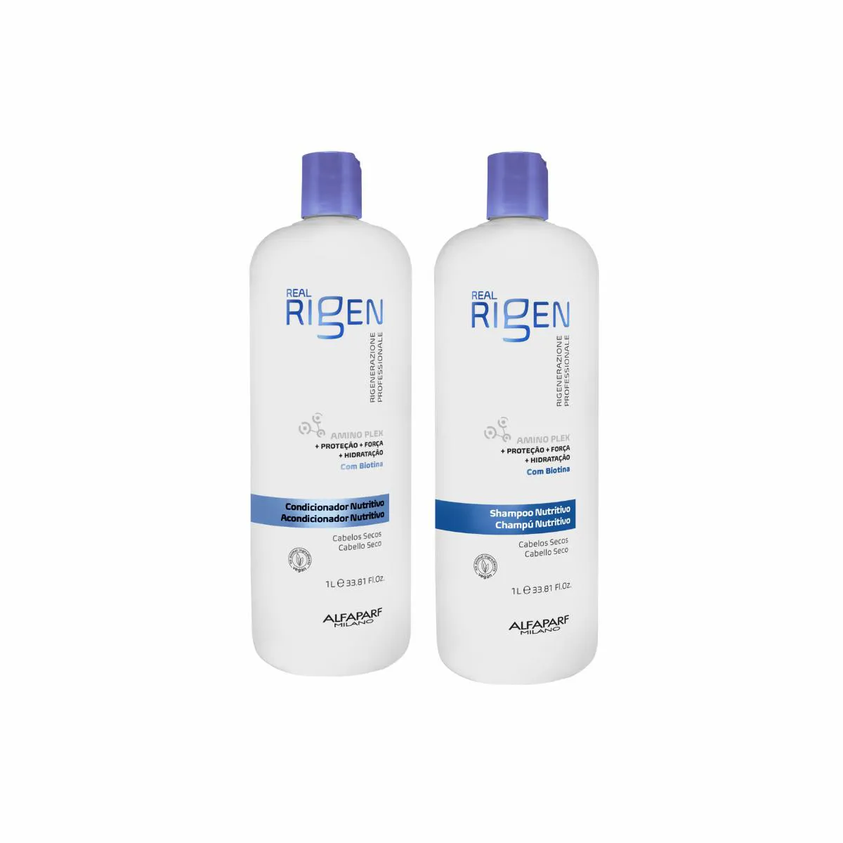 KIT SHAMPOO E CONDICIONADOR NUTRITIVE ALFAPARF REAL RIGEN 1 LITRO