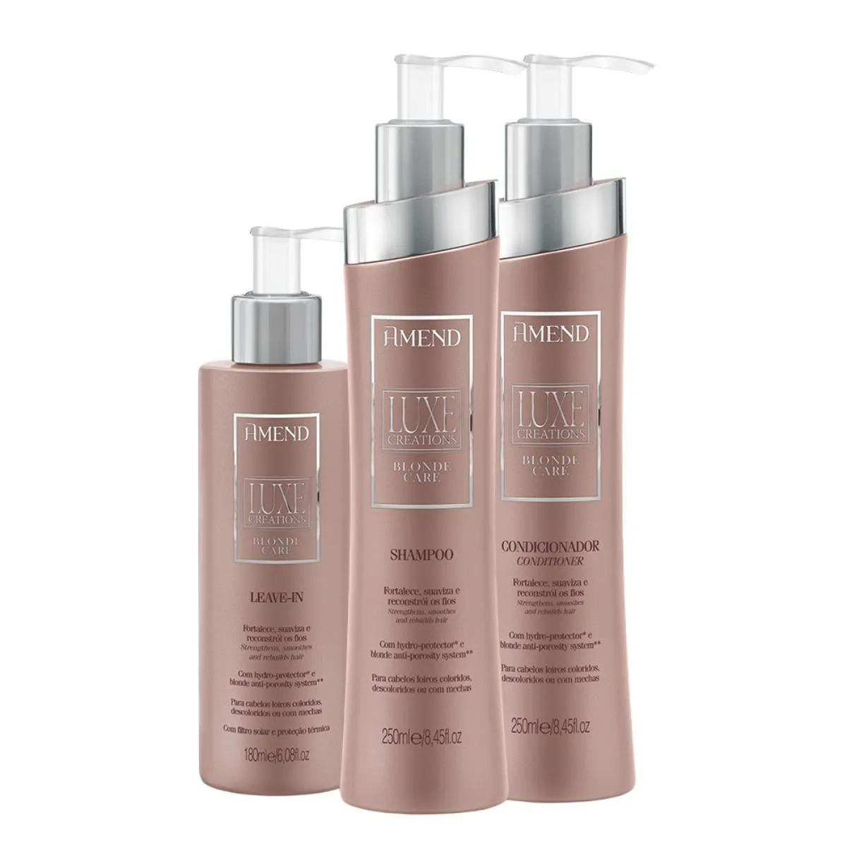 KIT SHAMPOO, CONDICIONADOR E LEAVE-IN AMEND LUXE CREATIONS BLONDE CARE