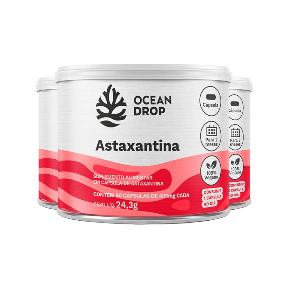 KIT 3 ASTAXANTINA OCEAN DROP 60 CáPSULAS