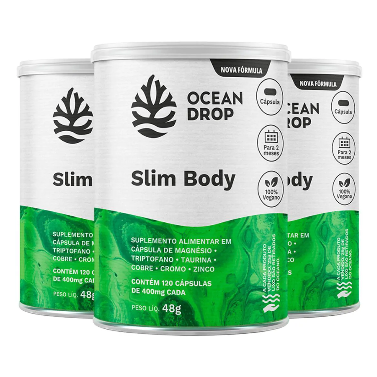 KIT 3 SLIM BODY OCEAN DROP VEGANO 120 CáPSULAS