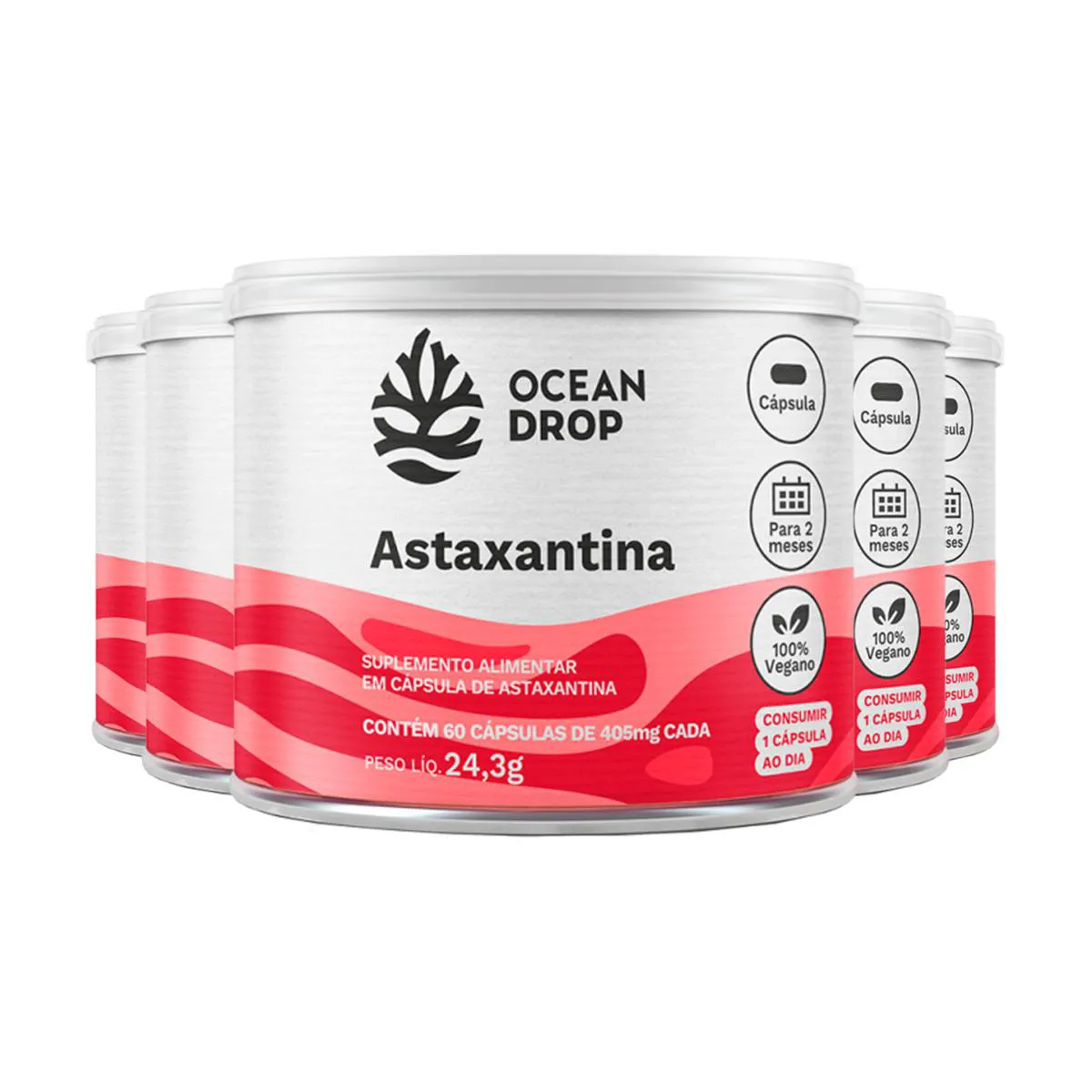 KIT 5 ASTAXANTINA OCEAN DROP 60 CáPSULAS