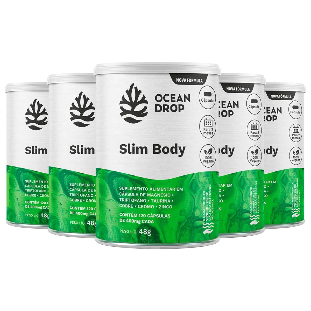 KIT 5 SLIM BODY OCEAN DROP VEGANO 120 CáPSULAS