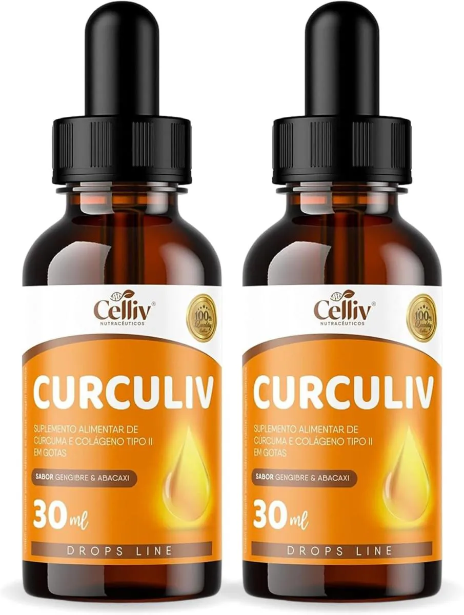 2X CURCULIV - CúRCUMA E COLáGENO TIPO II GOTAS 30ML CELLIV Gengibre E Abacaxi