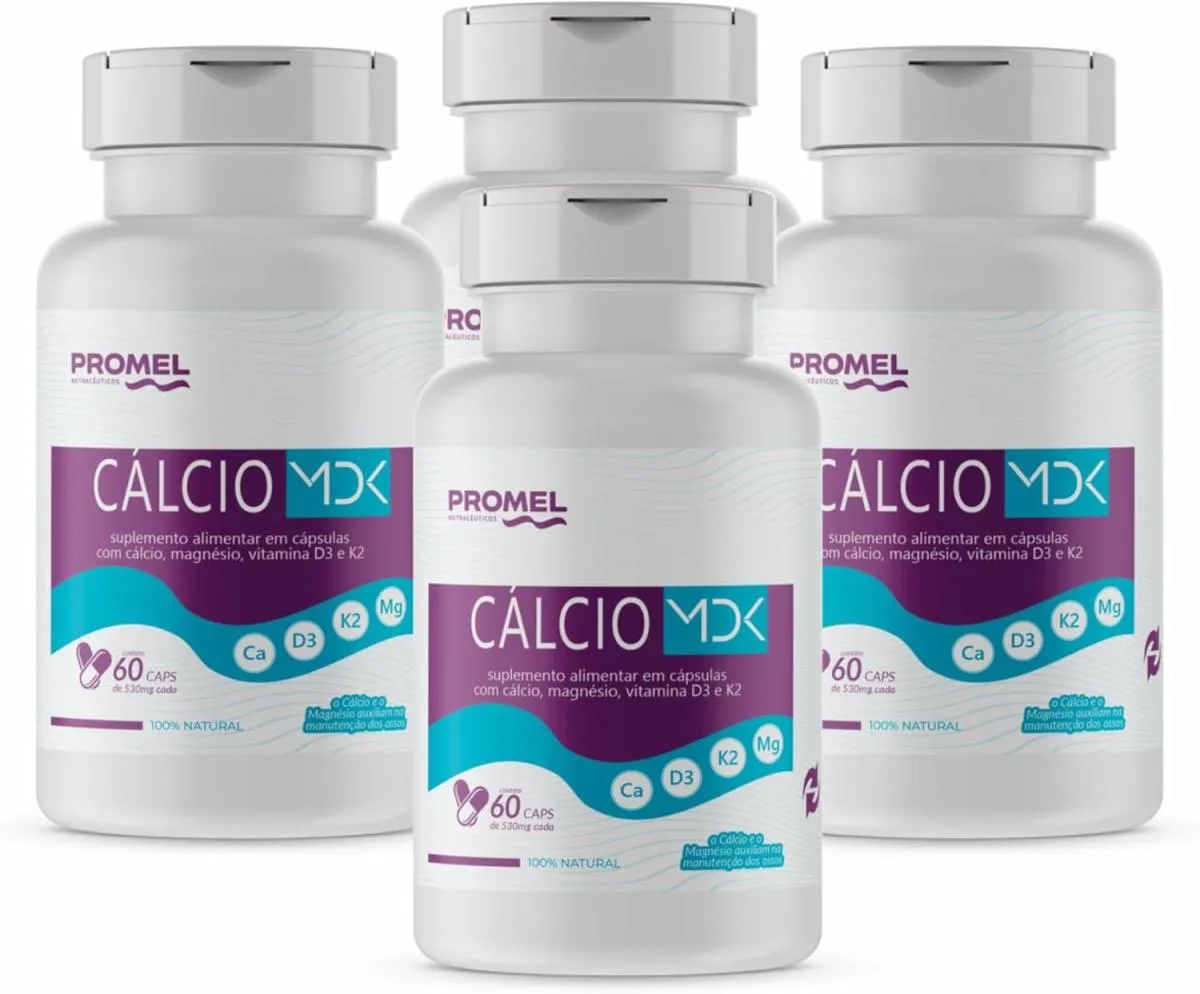4X CáLCIO MDK (CáLCIO, MAGNéSIO, VITAMINA D E VITAMINA K2) 60 CAPS PROMEL