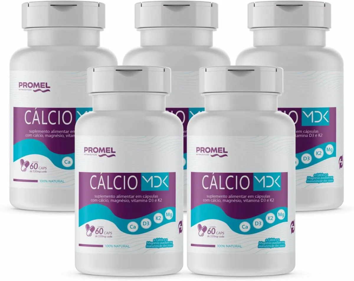 5X CáLCIO MDK (CáLCIO, MAGNéSIO, VITAMINA D E VITAMINA K2) 60 CAPS PROMEL