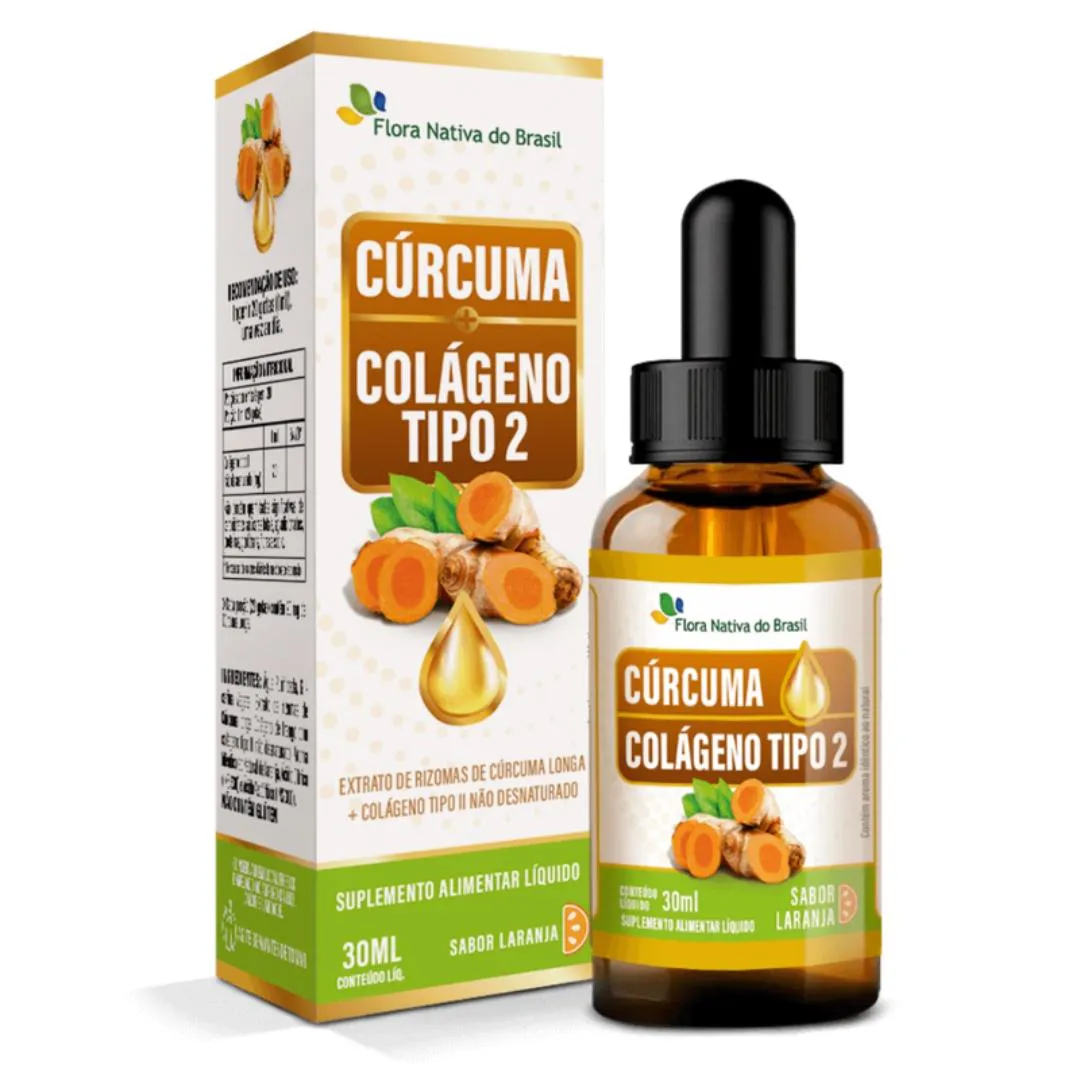 CúRCUMA + COLáGENO TIPO 2 30ML SABOR LARANJA FLORA NATIVA