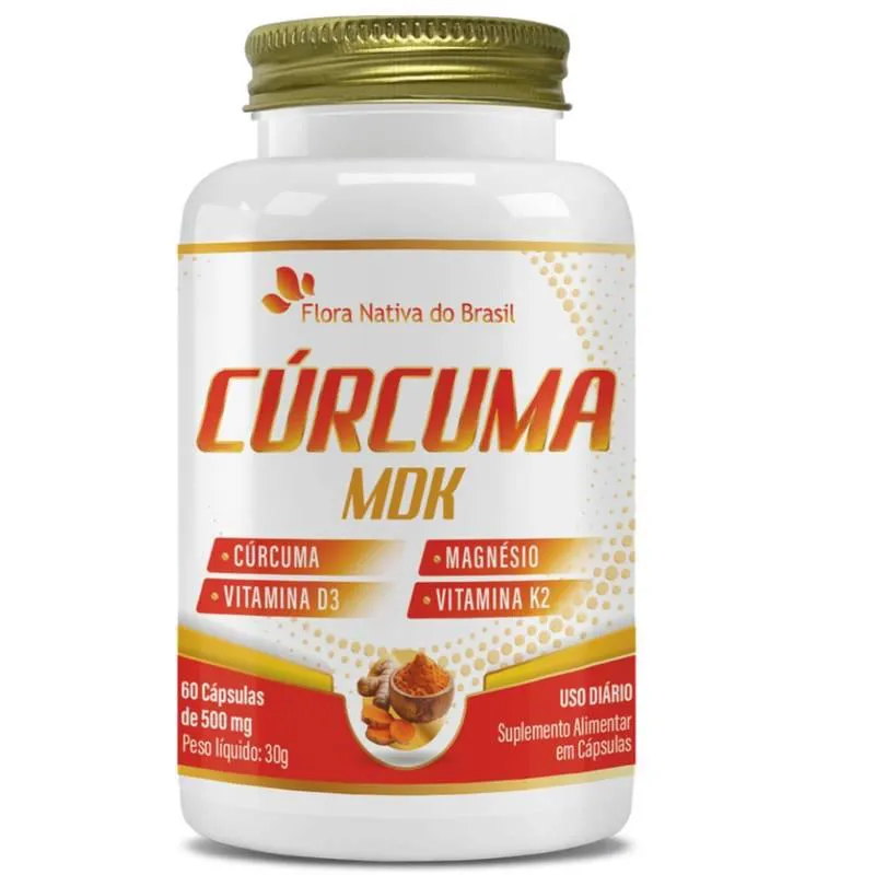 CúRCUMA MDK (MAGNéSIO, VITAMINA D3 E K2) 60 CáPSULAS FLORA NATIVA
