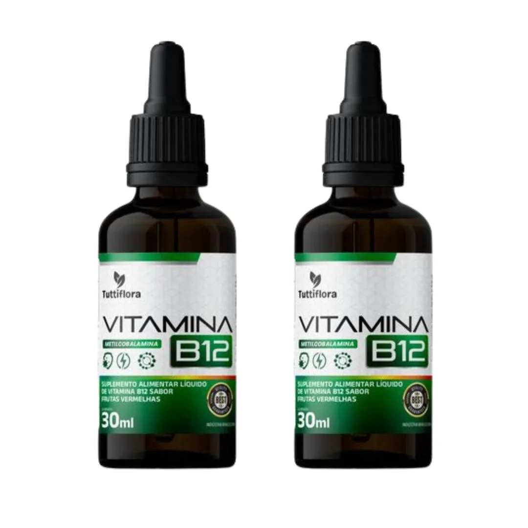 KIT 2X VITAMINA B12 (METILCOBALAMINA) 30ML SABOR FRUTAS VERMELHAS TUTTIFLORA