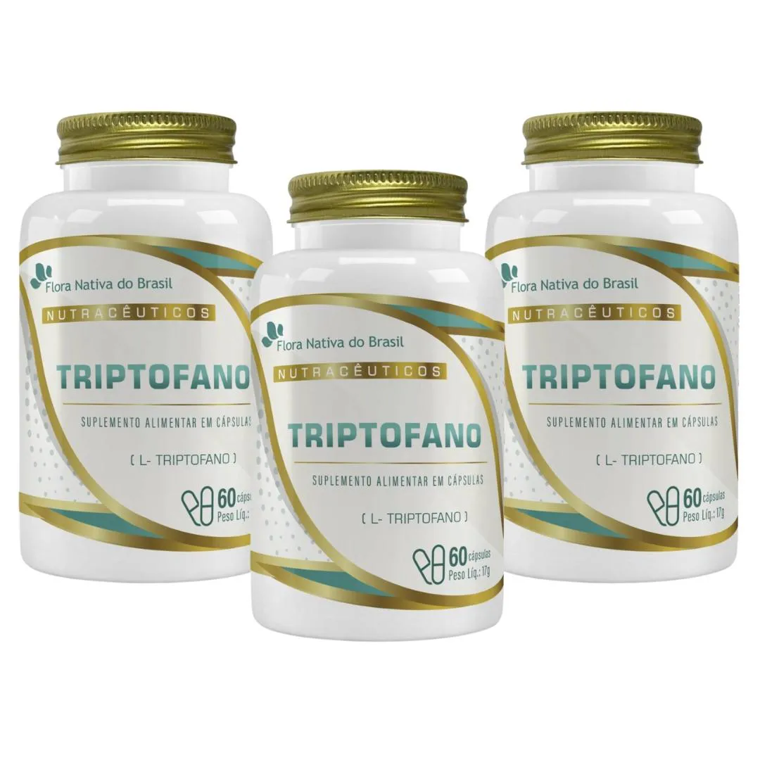 KIT 3X TRIPTOFANO (L-TRIPTOFANO) 60 CáPSULAS 860MG FLORA NATIVA