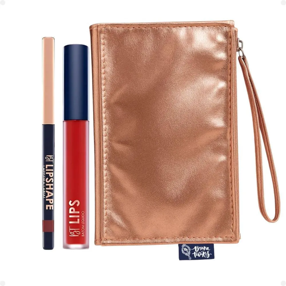 KIT BRUNA TAVARES BT: BATOM LíQUIDO BRUNA E LAPISEIRA LABIAL RED CARPET + NECESSAIRE