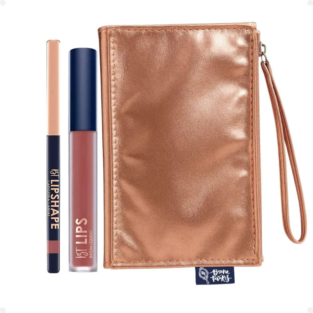KIT BRUNA TAVARES BT: BATOM LíQUIDO GABRIELA E LAPISEIRA LABIAL MARSALA + MIMO NECESSAIRE