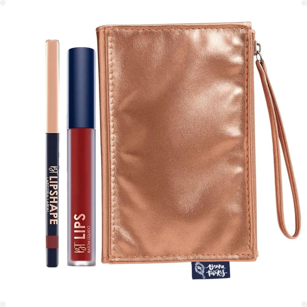 KIT BRUNA TAVARES BT: BATOM LíQUIDO ROBERTA E LAPISEIRA LABIAL RED CARPET + MIMO NECESSAIRE