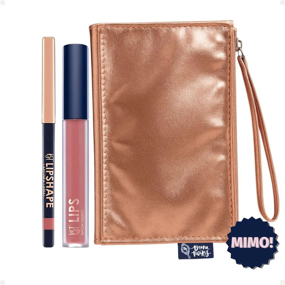 KIT BRUNA TAVARES BT: BATOM LíQUIDO VICTORIA E LAPISEIRA LABIAL ROSE BROWN + MIMO NECESSAIRE