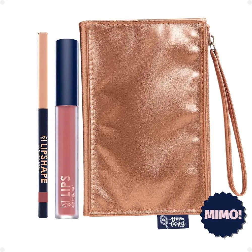 KIT BRUNA TAVARES BT: BATOM LíQUIDO VICTORIA E LAPISEIRA LABIAL TERRACOTA + MIMO NECESSAIRE