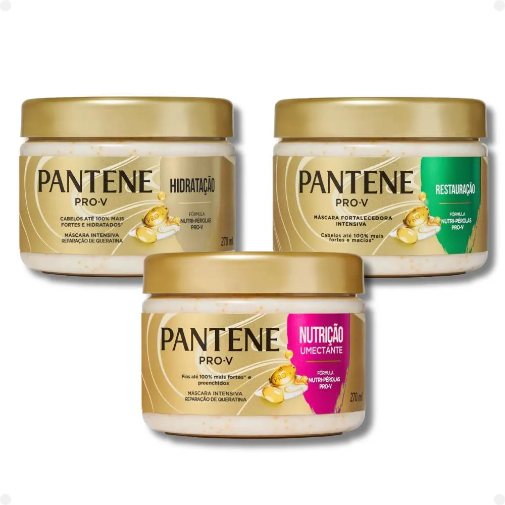 KIT CRONOGRAMA PANTENE PRO-V: MáSCARA HIDRATAçãO, NUTRIçãO E RESTAURAçãO