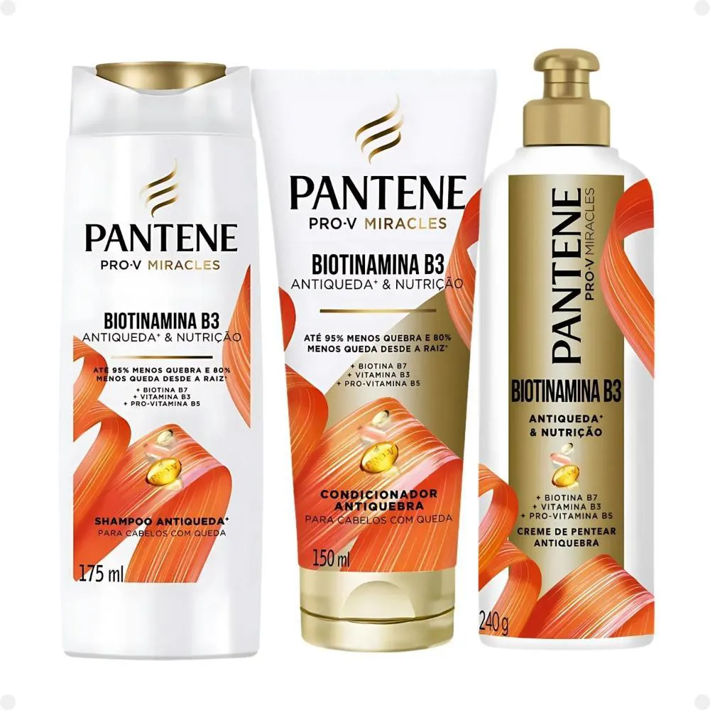 KIT PANTENE BIOTINAMINA B3 ANTIQUEDA E NUTRIçãO: SHAMPOO 175ML E CONDICIONADOR 150ML+ CREME DE PENTEAR 240G
