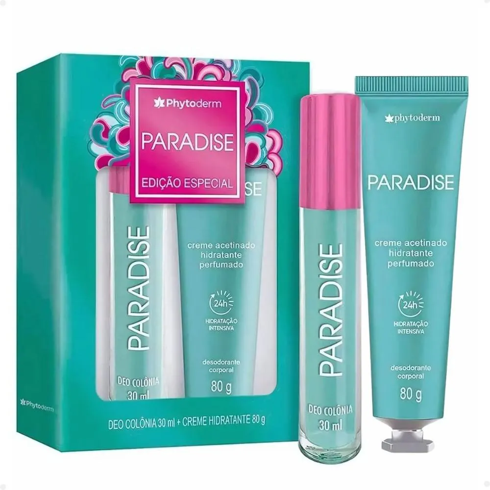 KIT PHYTODERM PARADISE: DEO COLôNIA 30ML E HIDRATANTE 80G