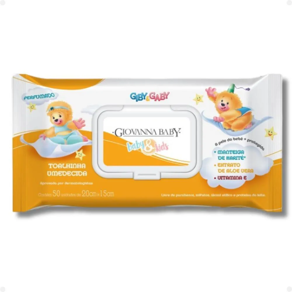 TOALHINHA UMEDECIDA GIOVANNA BABY E KIDS GIBY E GABY PERFUMADA 50UN 20X15CM
