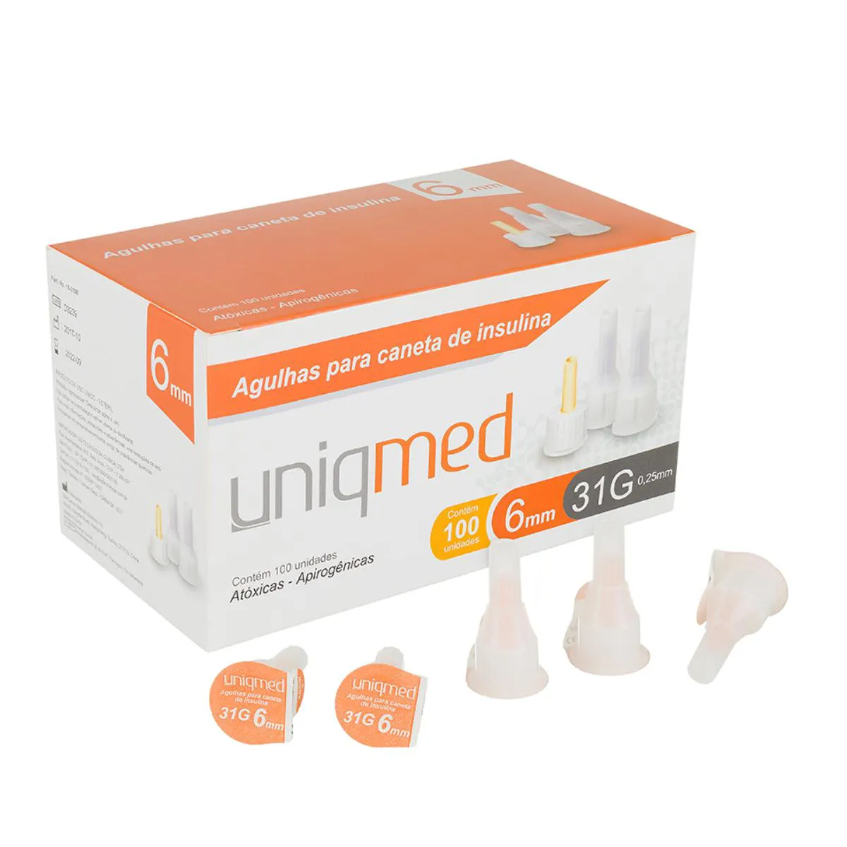 6MMX31G AGULHAS CANETA INSULINA UNIQMED C 100 UNIDADES