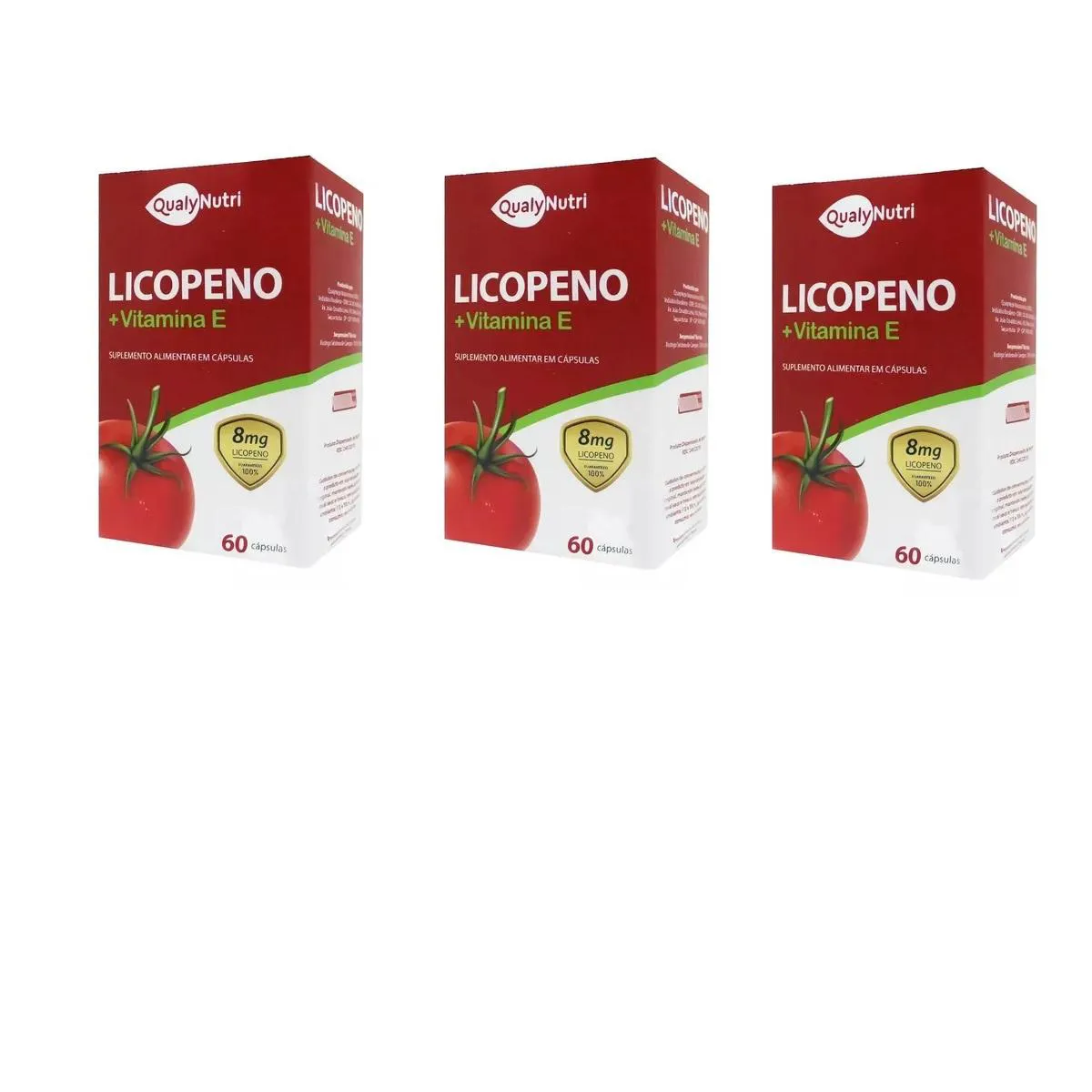KIT C/3 LICOPENO + VITAMINA E 500MG C/60 CáPSULAS - QUALY NUTRI