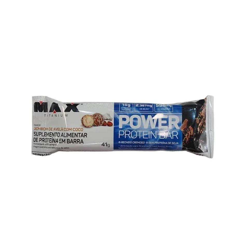 POWER PROTEIN BAR (41G) - SABOR: BOMBOM DE AVELã C/ COCO