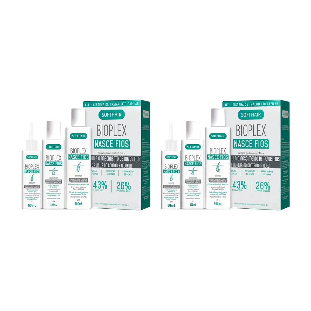 KIT BIOPLEX SOFT HAIR NASCE FIOS SH300ML+CD200ML+TôN60ML-2UN