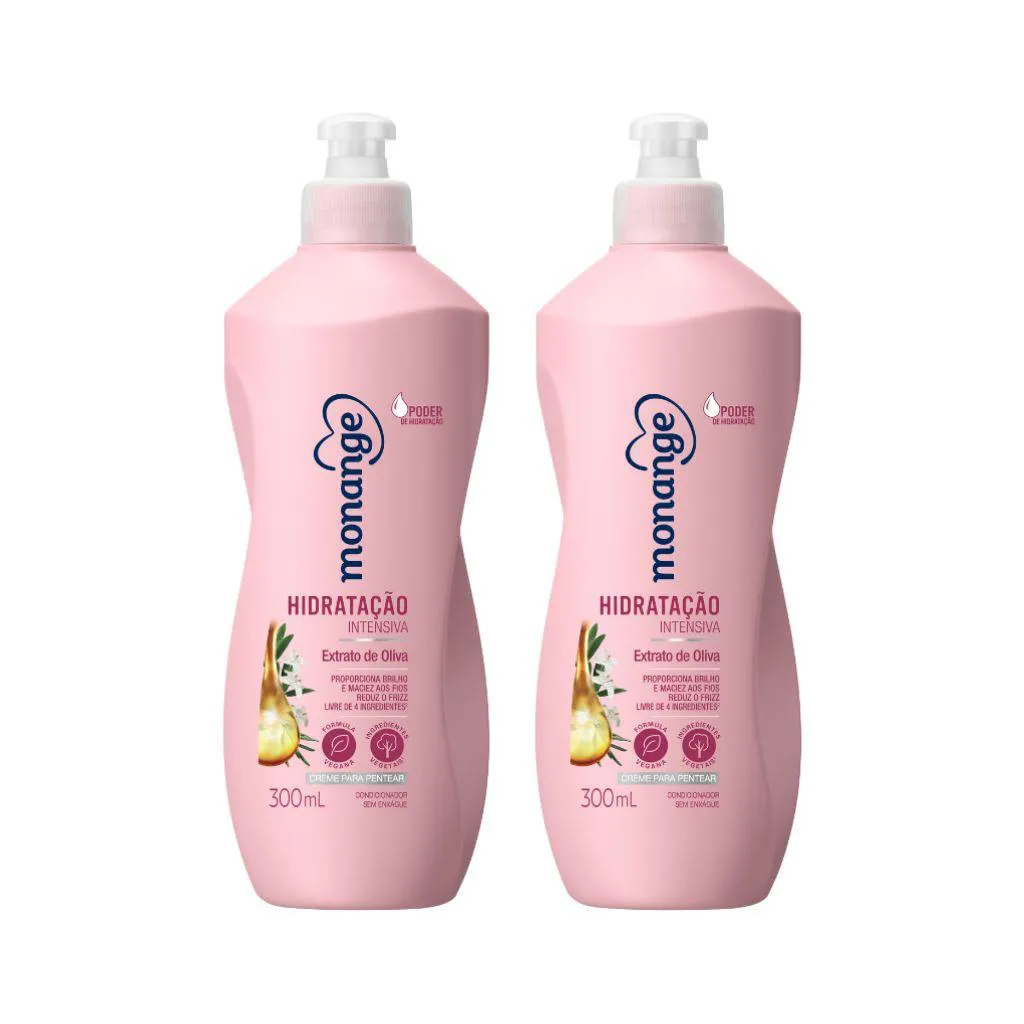 CREME PARA PENTEAR MONANGE 300ML HIDRATAçãO INTENSIVA - 2UN