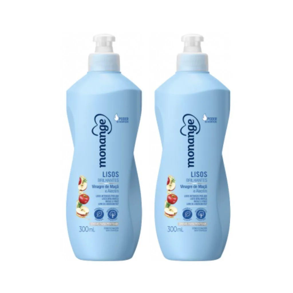 CREME PARA PENTEAR MONANGE 300ML LISOS BRILHANTES- KIT C/2UN