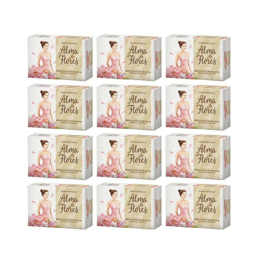 SABONETE ALMA DE FLORES 130G FLORES BRANCAS - KIT C/ 12UN