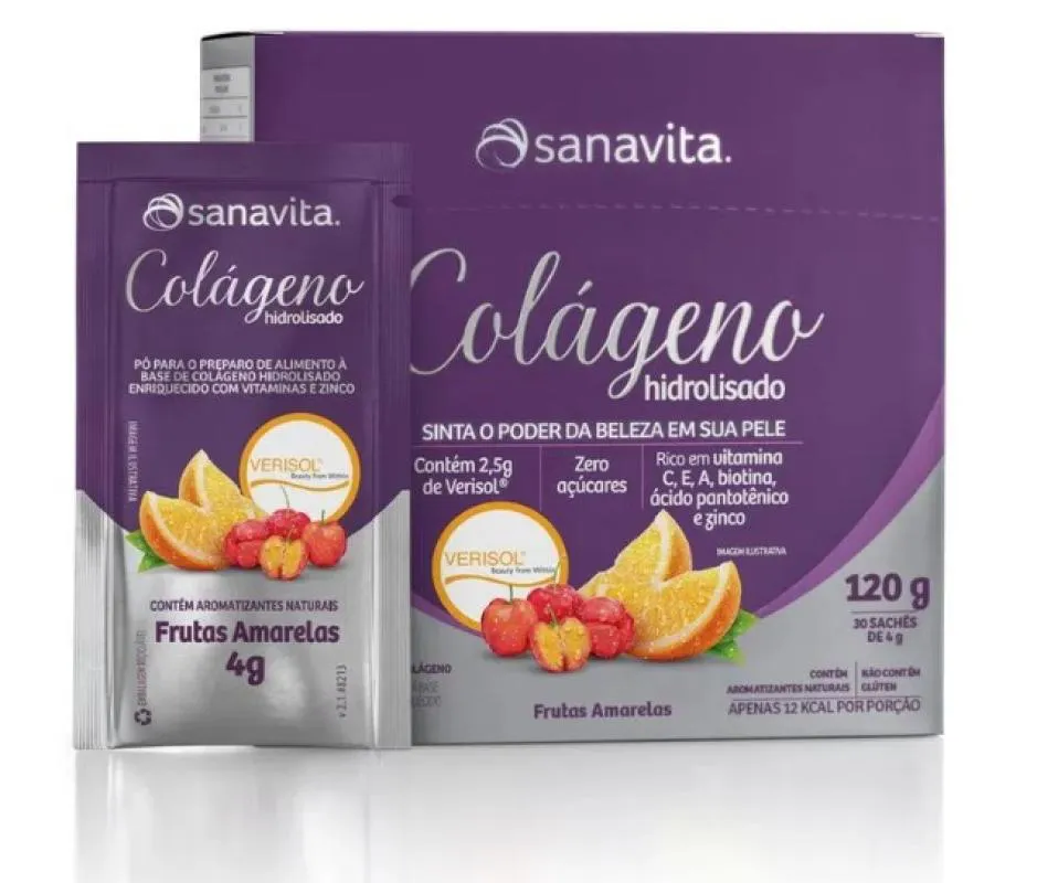 COLáGENO VERISOL FRUTAS AMARELAS SANAVITA 30 SACHêS