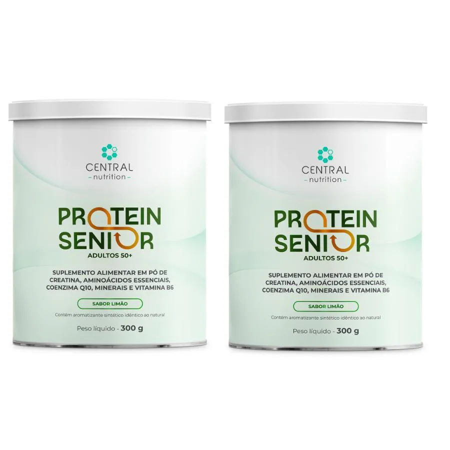 KIT COM 2 SUPLEMENTO ALIMENTAR PROTEIN SENIOR 50+ 300G - CENTRAL NUTRITION SABOR:LIMãO