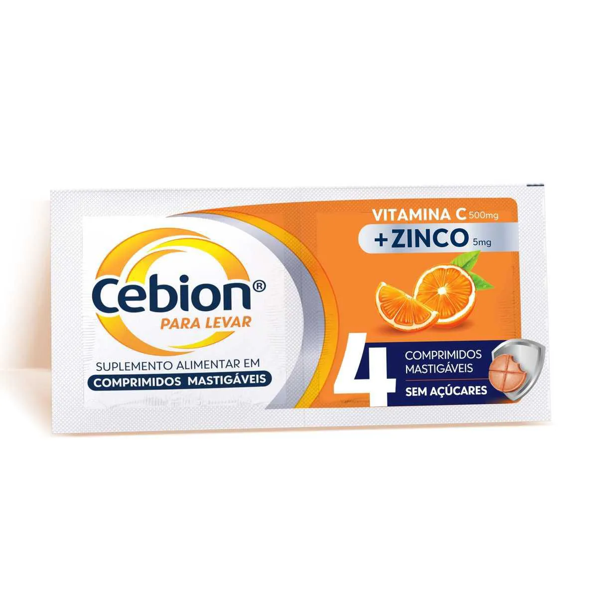 Vitamina C + Zinco Cebion Para Levar Sabor Laranja 4 comprimidos