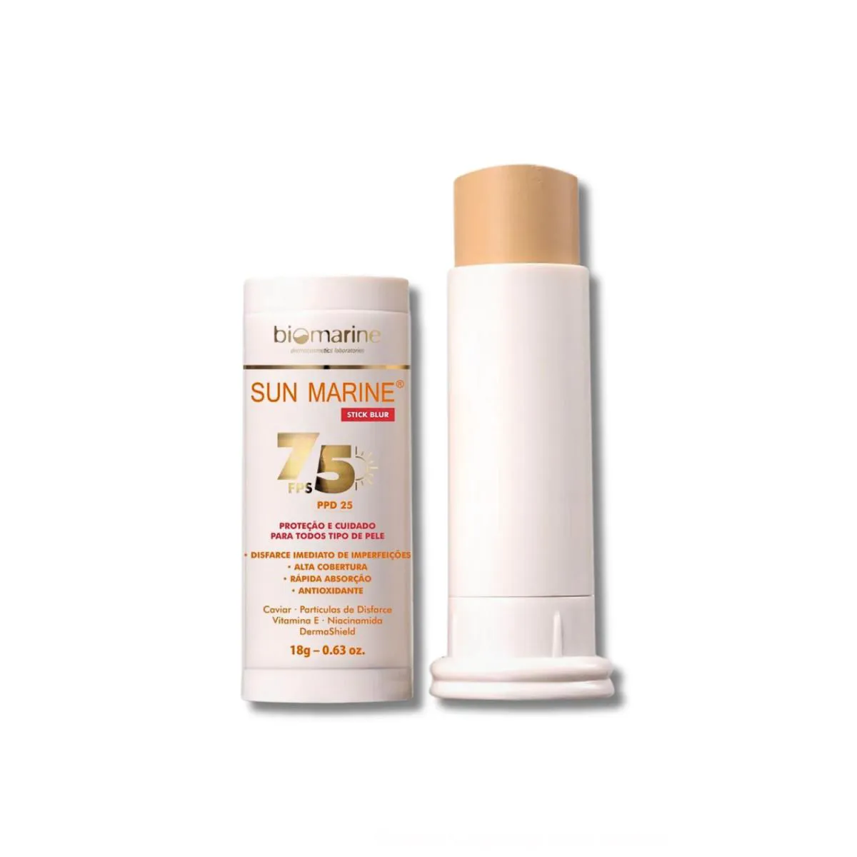 BIOMARINE STICK BLUR FILTRO SOLAR E BASE BASTãO FPS 75 CORES Natural